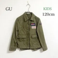 GU　子供服　カーキ　ワッペン　アメカジ　ミリタリージャケット　120cmのサムネイル