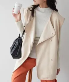 【Chaco closet】 スエードポンチレザーパイピングジレ