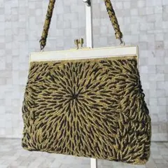 ビーズバッグ パーティーバッグ ゴールド ブラック スマホOK