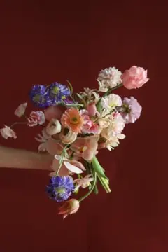 かわいい春ブーケ　ほんのりピンク　アーティフィシャルフラワーブーケ　造花ブーケ