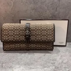 COACH ミニ シグネチャー 長財布 ケース付 三つ折り 新品 正規品 箱入