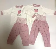 いちご柄長袖メッシュパジャマ2点セット　80.90㎝