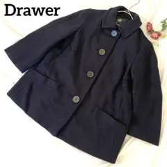 Drawer ウール100%ハーフコート　シングルピーコート　36 黒