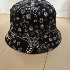 【夏物SALE】【リバーシブル】ペイズリー柄 バケットハット ブラック ホワイト