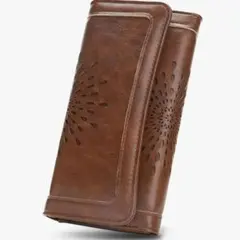 APHISON Women's Leather Clutch Wallet, Brown