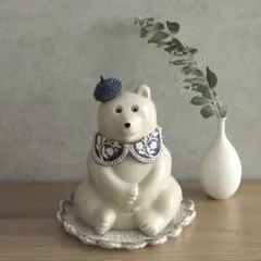 なる様専用　しろくま貯金箱　つけ襟　ベレー帽　ブルー　2点セット