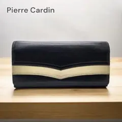 2300□Pierre Cardin 黒アイボリー ストライプ長財布bc11ytのサムネイル