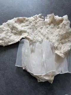 アイボリーベビードレス 花柄レース　サイズ80