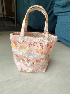 花柄ピンクトートバッグ 内部防水加工