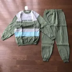 裏起毛　冬用パジャマ スウェットセット　厚手　トレーナー　ルームウェア　オリーブ