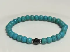 ターコイズとヘマタイトブレスレットハンドメイド 6mm15cm