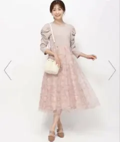 お値下げ【新品タグ付き】ミッシュマッシュぼかしフラワーチュールワンピース　ピンク