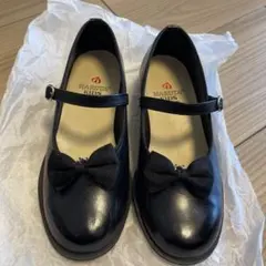 Haruta キッズ フォーマルシューズ 黒 リボン付き