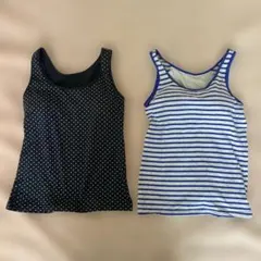 UNIQLO カップ付きタンクトップ L ストライプ 水玉 2枚セット