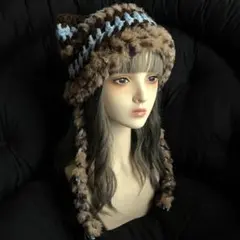お*き様 【ゲリラオークションstart】254ハンドメイド編み物　猫耳ニット帽