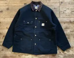 カーハートUSA製袖裏キルト　ミシガンチョアコート　ダック地真っ黒46REG