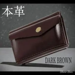 メンズ コンパクト ミニ財布 小さい財布 ブラウン 小銭入れ 本革 新品