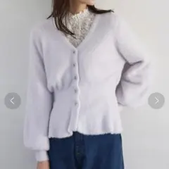 ★タグカット新品未使用★ショートシャギーペプラムニットカーデ