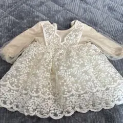アイボリーフラワーレースベビードレス