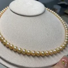 淡水真珠 パールネックレス オレンジ系 6-6.5mm s925