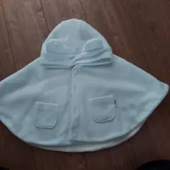 水色 フリース ベビーポンチョ 2ポケット フード付き　COMME CA ISM