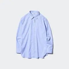 ユニクロ UNIQLO コットンシャツ ストライプ ブルー M