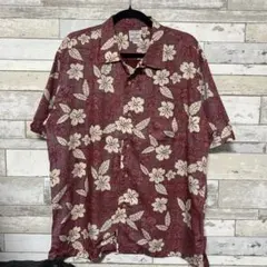 BULLIT SHIRTS アロハシャツ ボルドー 花柄 Lのサムネイル