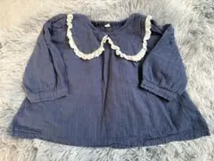 ネイビー フリル付きシャツ 90cm