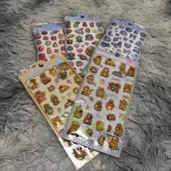 5枚セット】3dシール 手帳用 可愛い ぷっくりステッカー カピバラキラキラ