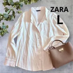 【美品】ザラ　ZARA 長袖シャツ　羽織り　L モダール混　白