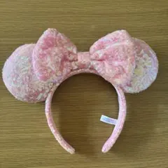 ディズニー　スパンコール　カチューシャ　ピンク