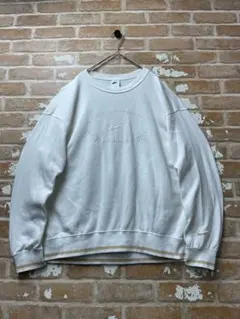 NIKE ナイキ　スウェット　刺繍　白　センターロゴ　L スウォッシュ　古着