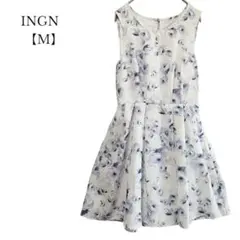 【INGNI／イング】ノースリーブ ミニワンピース　花柄　パールボタン　Mサイズ
