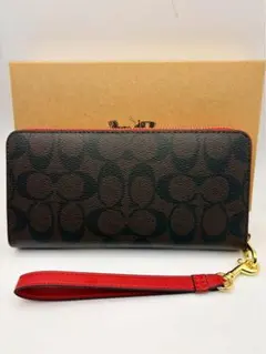COACH 長財布 ブラウン/レッド