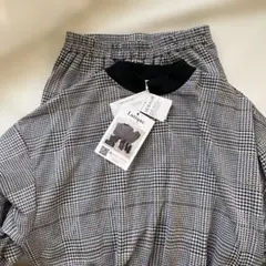 チェック柄長袖トップス＆スリットパンツセット