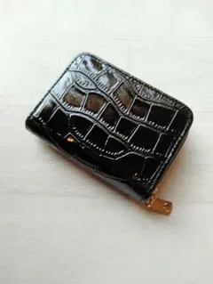 カードケース ミニ財布 ブラック ジャバラ コンパクト クロコダイル柄