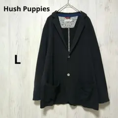 ハッシュパピー ジャケット 黒 L ゆったり 羽織り 大人カジュアル テーラード
