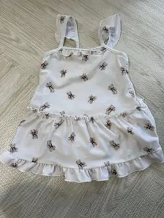 女の子 水着 クマ柄 フリル付き 100cm