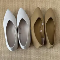 gu ウォッシャブルニットフラットシューズ　Ｌ　2足セット￼