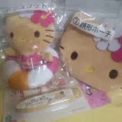 サンリオ当りくじ　ハローキティ　日焼けキティ　④マスコット&⑦顔形ポーチ&爪磨き