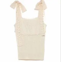 トップス ANDMARY LIL LACE KNIT TOPS BLACK ANDMARY】Lil lace knit tops