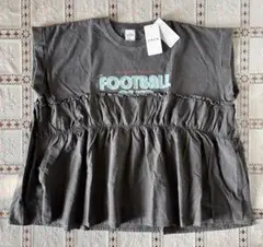 新品 coen 布帛ドッキングコットンロゴプリントT ピグメント