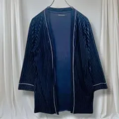 DAYCLOSET カーディガン ネイビー XL 羽織り プリーツ 七分袖 春