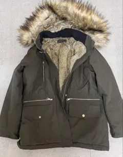 ZARA WOMAN モッズコート カーキ ファー付き