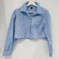 SHEIN クロップド丈 長袖シャツ ライトブルー XSのサムネイル