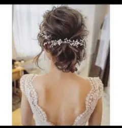 ヘアアクセサリー　ウェディングヘアアクセサリー　小枝　パールヘアアクセサリー