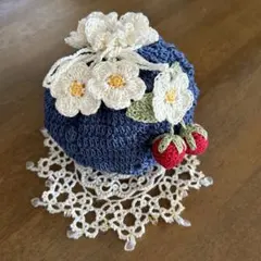 ✤レースのいちご付き巾着・小物入れ✤ハンドメイド
