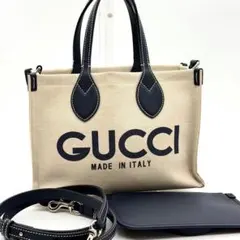 美品】GUCCI グッチ ロゴプリント 2WAYトートバッグ 黒 162163 - メルカリ