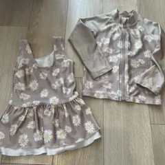 デイジー柄水着とラッシュガードセット