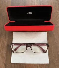 JINS メガネ ワインレッド -3.75/-4.00